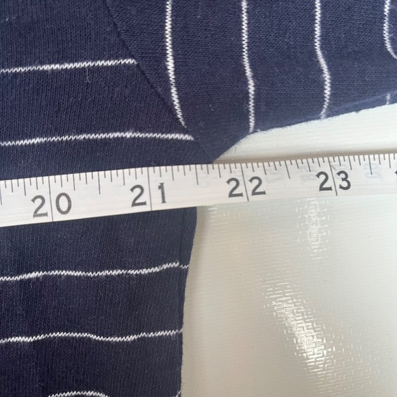 Gap Women's Linen-Blend Long-Sleeve Boatneck T-Shirt / Top, Navy Blue / Grey, S - Picture 8 of 10